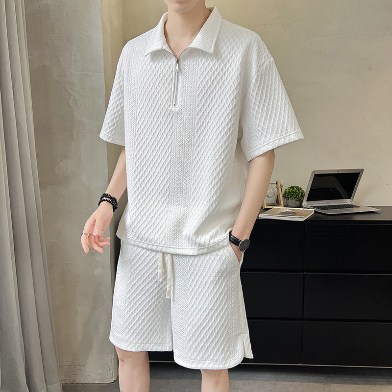Men's Summer Light Luxury Short-sleeved Shorts Suit