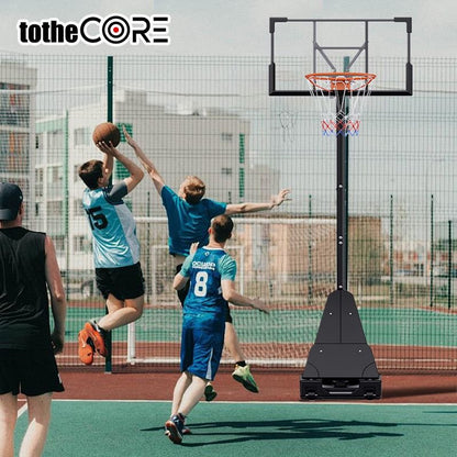 TotheCORE Basketball Stand 7.55-10.00 Ft Adjustable Portable Basketball Hoop & Goal PC Backplate, Large Base & Wheels