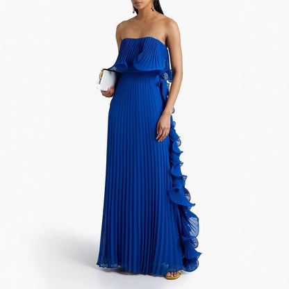 Women's Pleated Chest Wrap Large Hem Dress