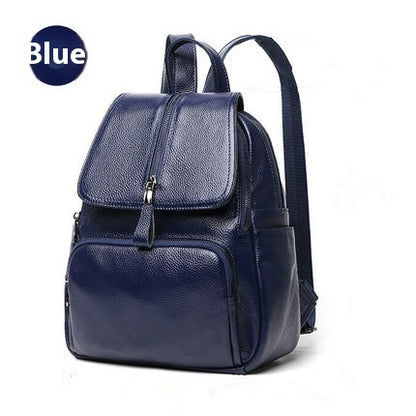 Street Trend Solid Color Leather Women's Backpack