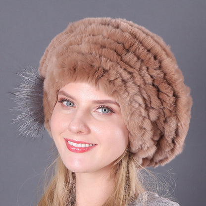 New Korean Rex Rabbit Hair Hat For Women