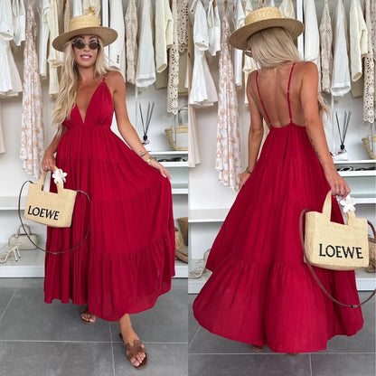 European And American Summer Sexy Fashion Suspenders Stitching Dress Women