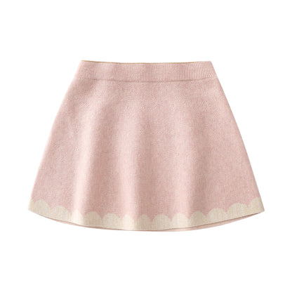 Children's Baby Girl Cotton Knitted Cardigan Skirt Suit