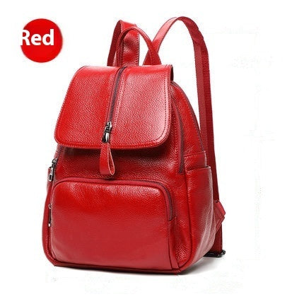 Street Trend Solid Color Leather Women's Backpack