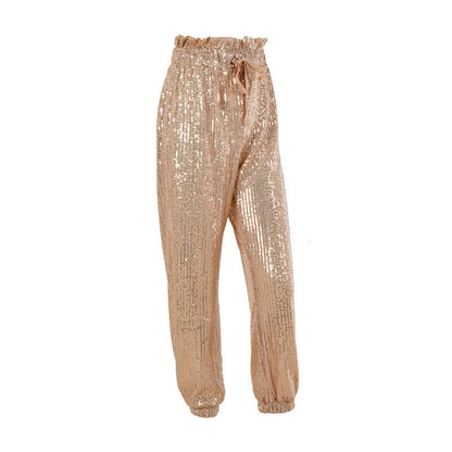 High waist drawstring trousers