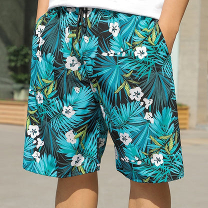 Summer Beach Pants Men's Loose Casual Fifth Pants Ice Silk High Elasticity Quick-drying