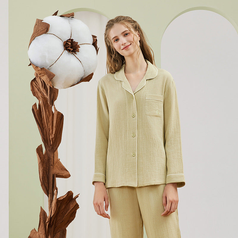 Women's Class A Double-layer Yarn Crepe Cotton Pajamas Suit