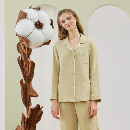 Women's Class A Double-layer Yarn Crepe Cotton Pajamas Suit