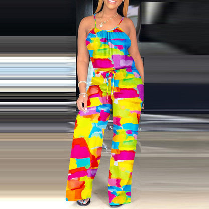 Women's Fashion Casual Print Camisole Jumpsuit