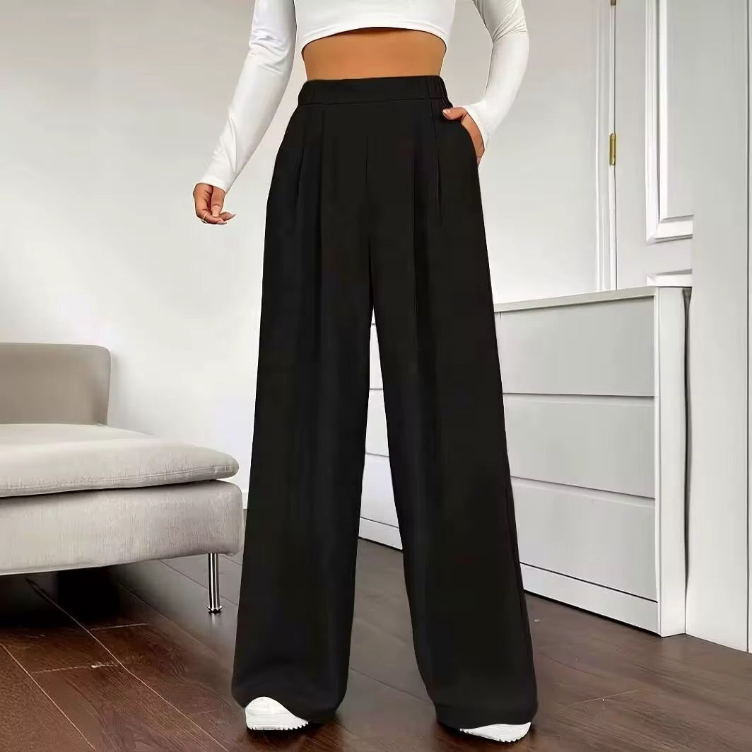 Elegant High Waist Wide Leg Straight Casual Pants