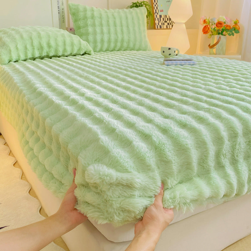 Class A Milk Fiber Fitted Sheet One-piece Warm With Velvet Mattress