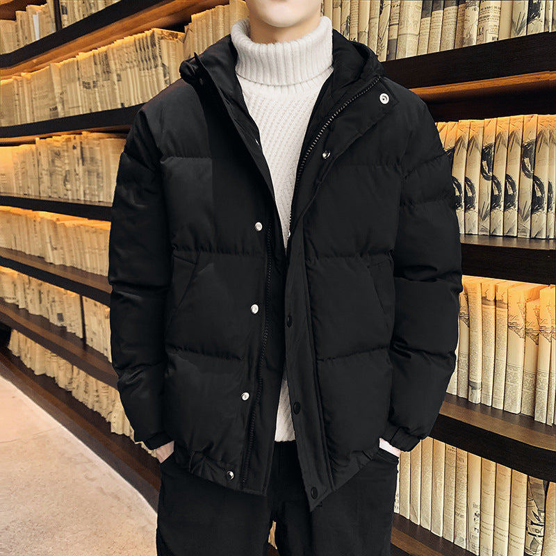 Hooded thick solid color cotton jacket