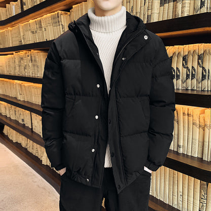 Hooded thick solid color cotton jacket