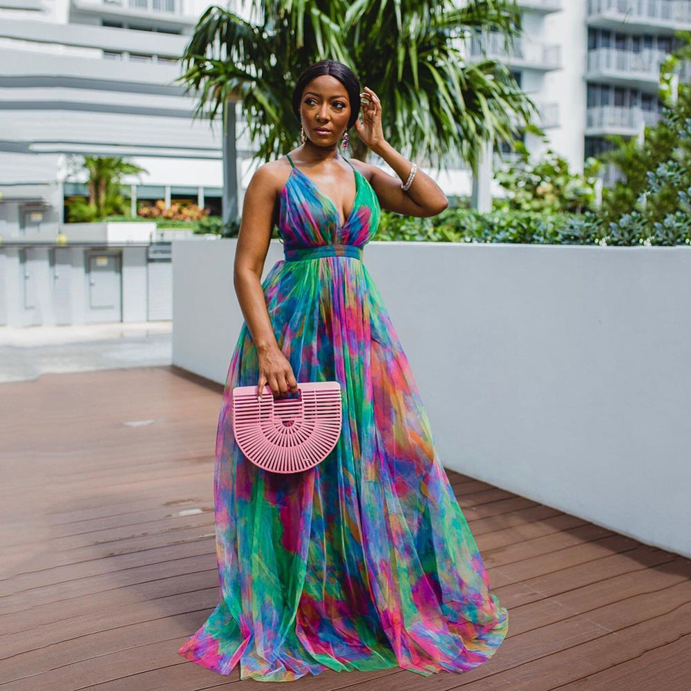 Digital Printing European And American Fashion Style Large Swing Dress Women's Clothing