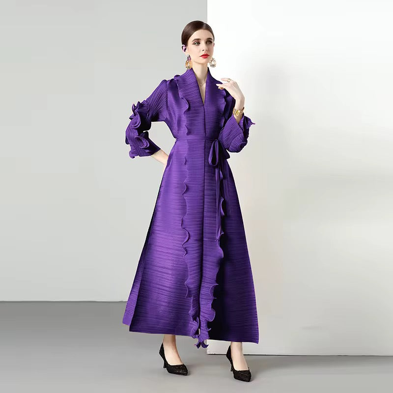 Wave Ruffled Tied Long Dress Slimming