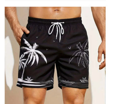 European And American Men's Loose Beach Pants 3D Printed Pattern
