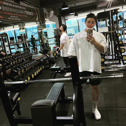 Men's Solid Color Fitness Training Running Stretch Top T-shirt