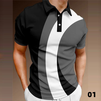 3D Digital Printing Lapel Pullover Leisure Short Sleeve