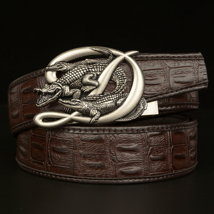 BeltCrocodile Buckle Men Belt Real Cowhide Automatic Buckle Casual