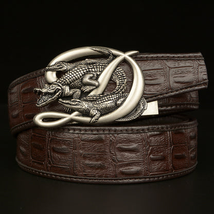 BeltCrocodile Buckle Men Belt Real Cowhide Automatic Buckle Casual