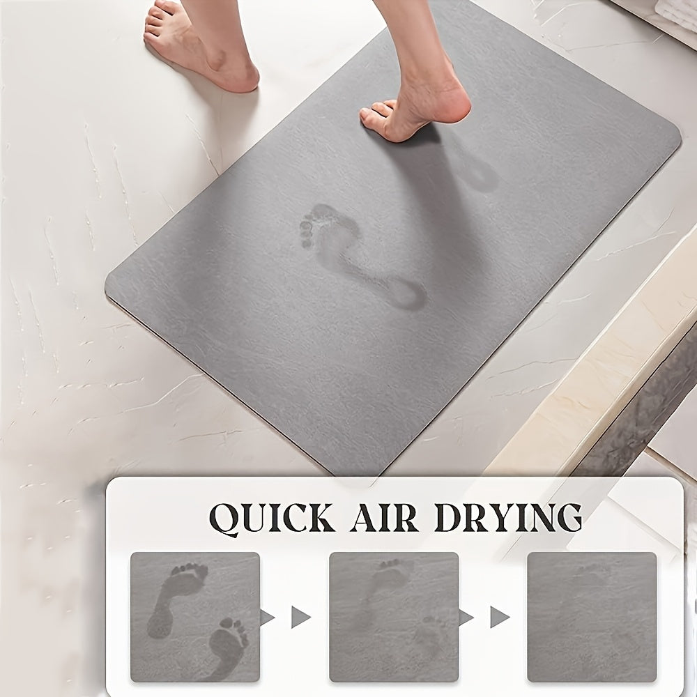 Quick-Dry Diatomite Bath Mat With Clover Design, Non-Slip Absorbent Bathroom Rug 50x80cm