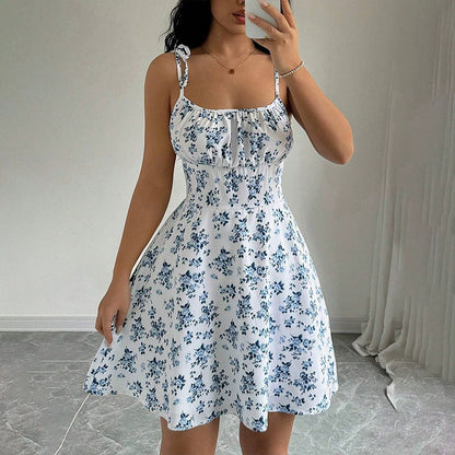 Sweet Waist Trimming A- Line Western Style Slimming Casual Dress