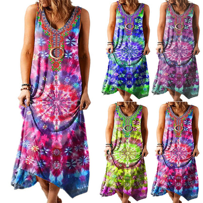 Loose Printed Vest Dress For Women