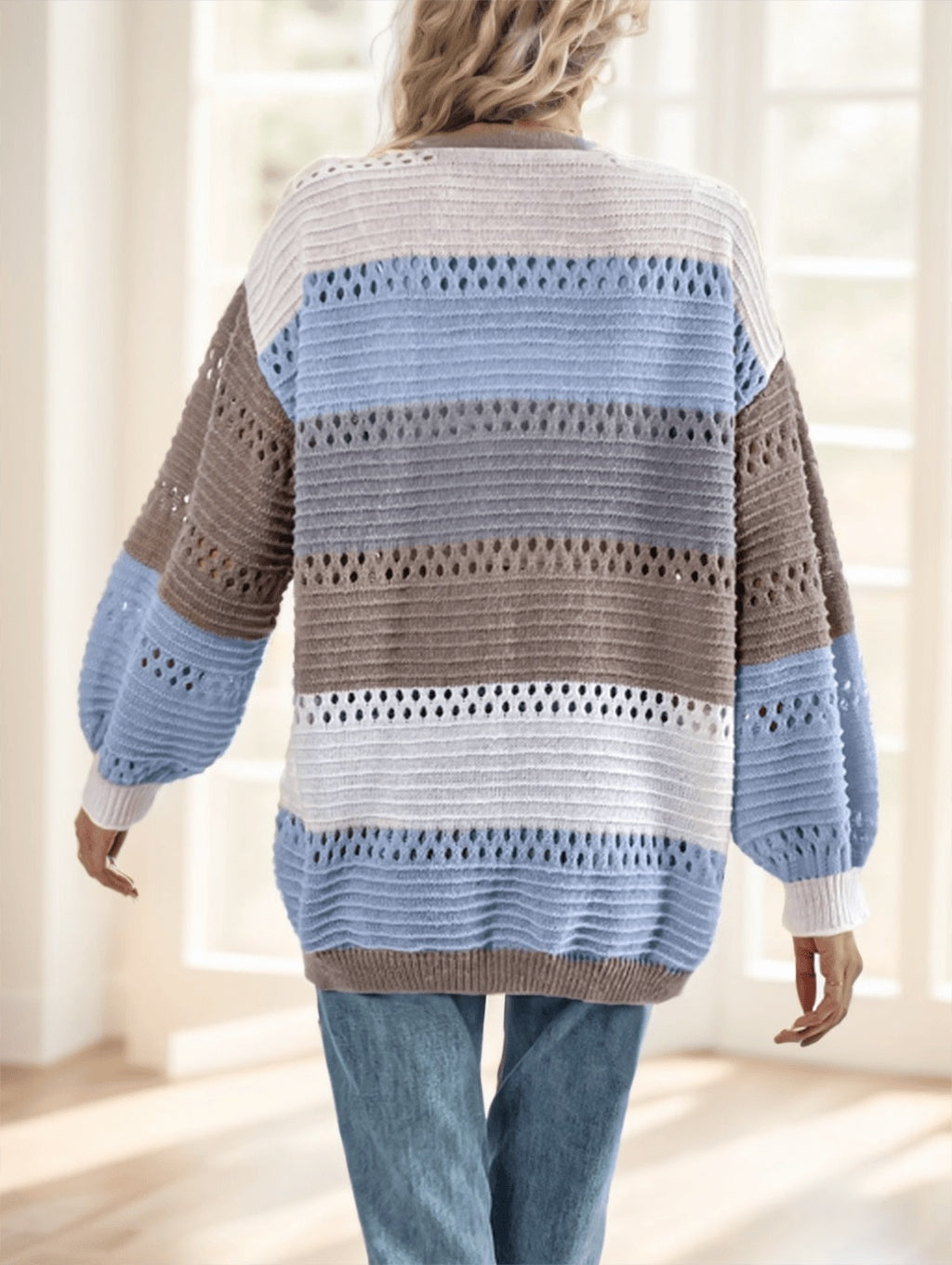 A Multicolored Striped Coat For Ladies