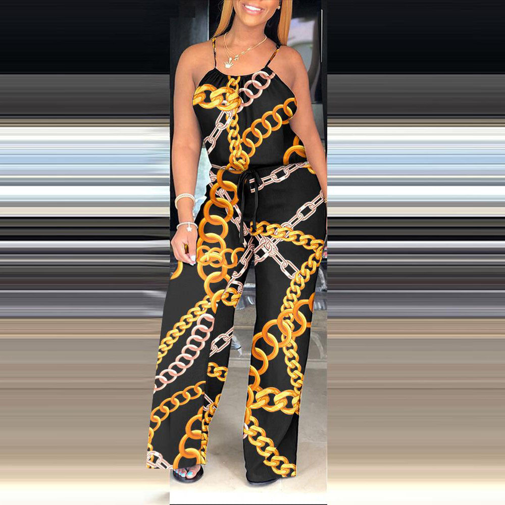 Women's Fashion Casual Print Camisole Jumpsuit