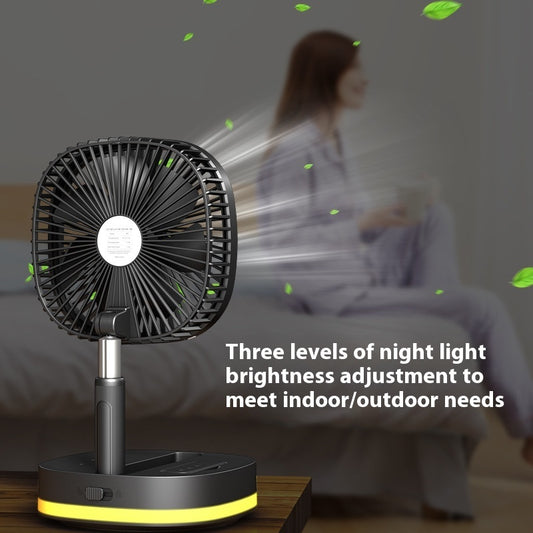 8-inch Telescopic Folding Fan Shaking Head LED Night Light Outdoor Camping USB