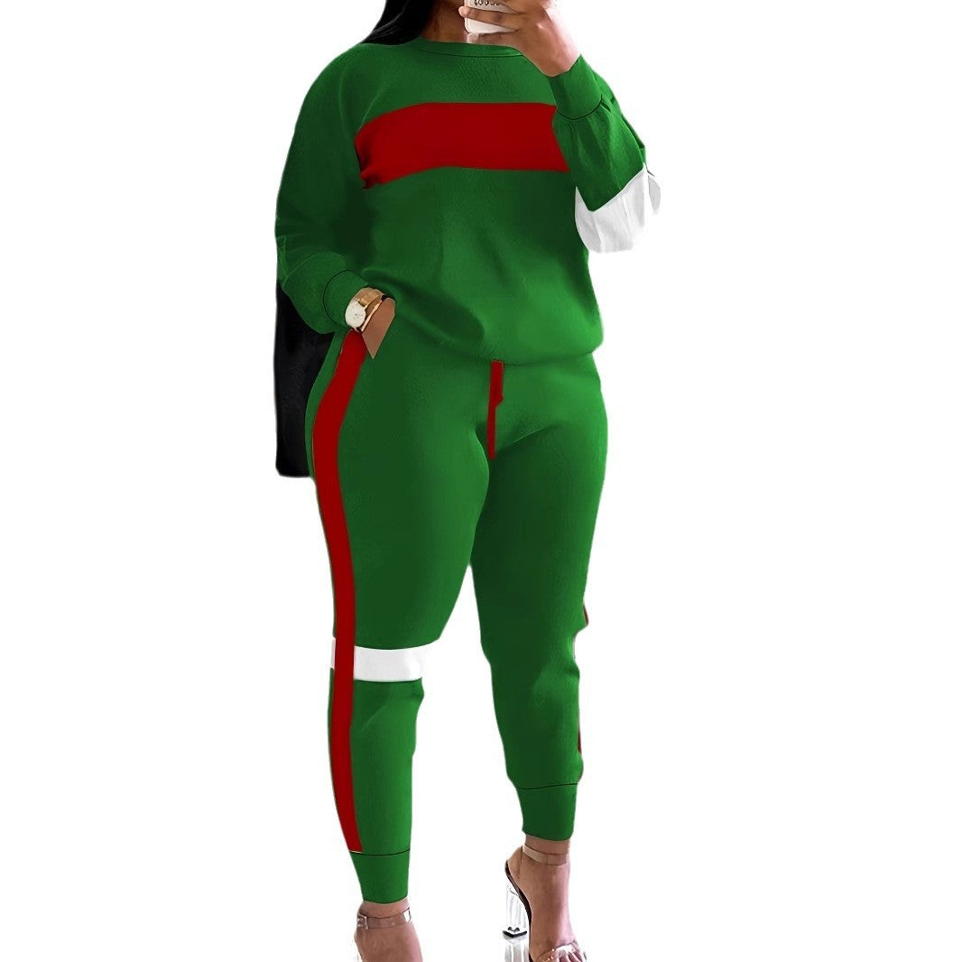 Fashion Cool Contrast Color Plus Size Suit Women