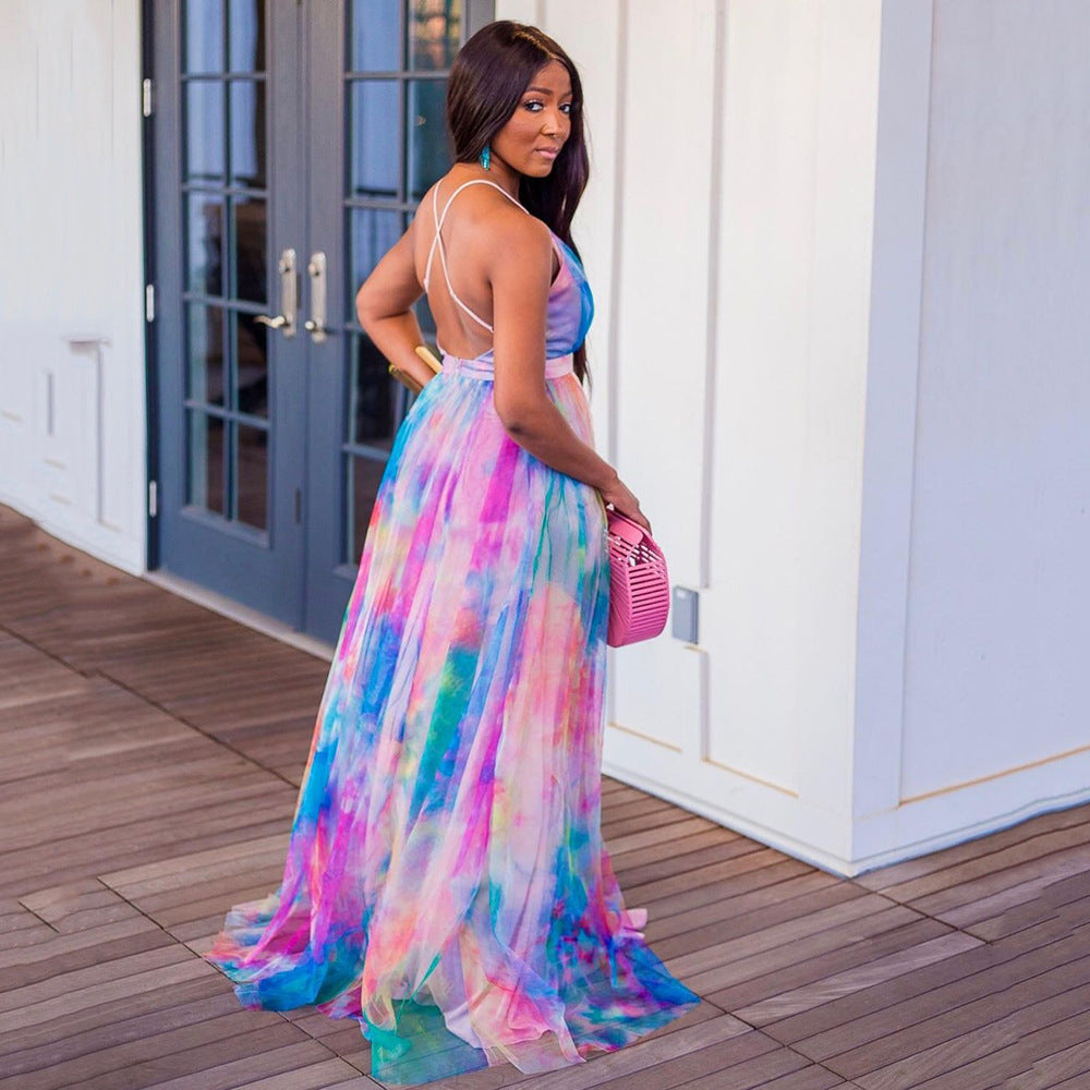 Digital Printing European And American Fashion Style Large Swing Dress Women's Clothing