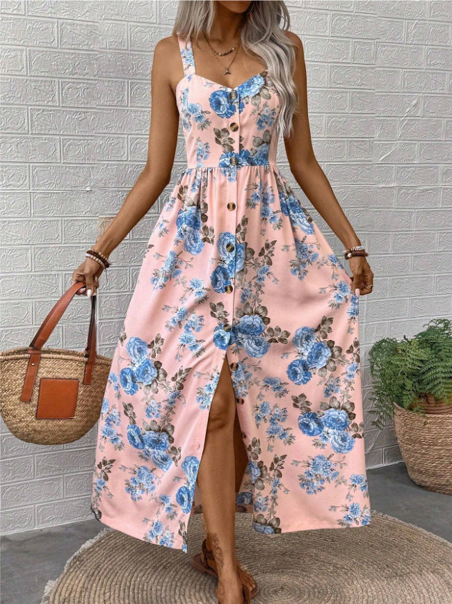 Women's Floral Dress Women's Summer Outerwear A- Line Skirt Dress