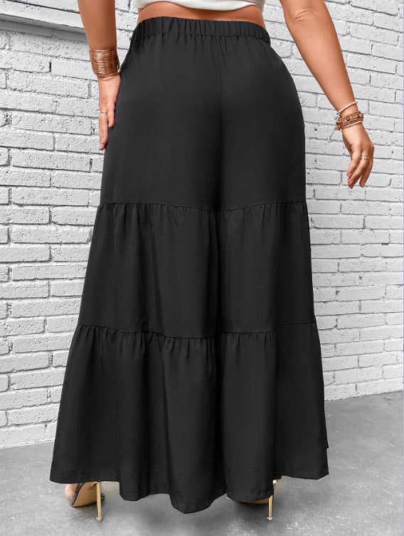 Women's Plus Size Stitching Wide Leg Pants