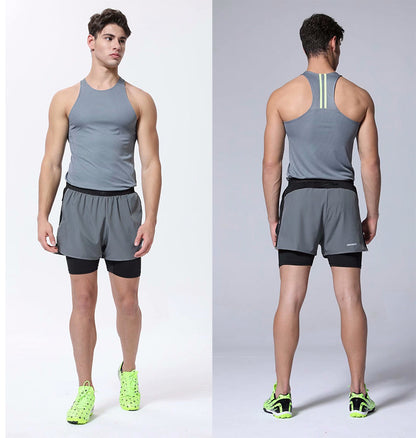 Fake Two-piece Running Shorts Base Elasticity Sports Pants