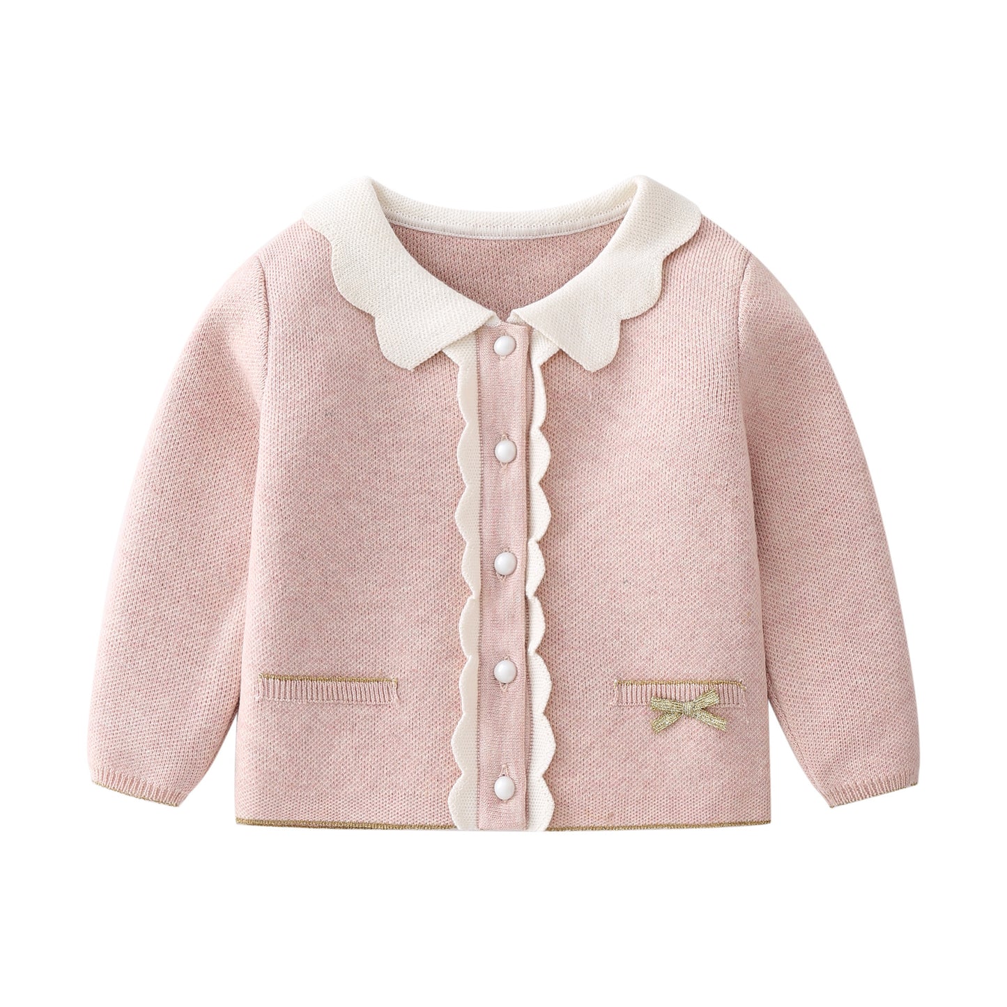 Children's Baby Girl Cotton Knitted Cardigan Skirt Suit