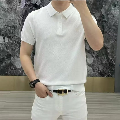 Polo Collar Polo Shirt Knitted Short Sleeve