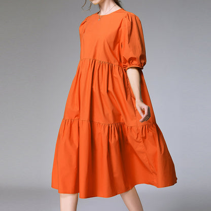 Loose fashion pleated stitching dress