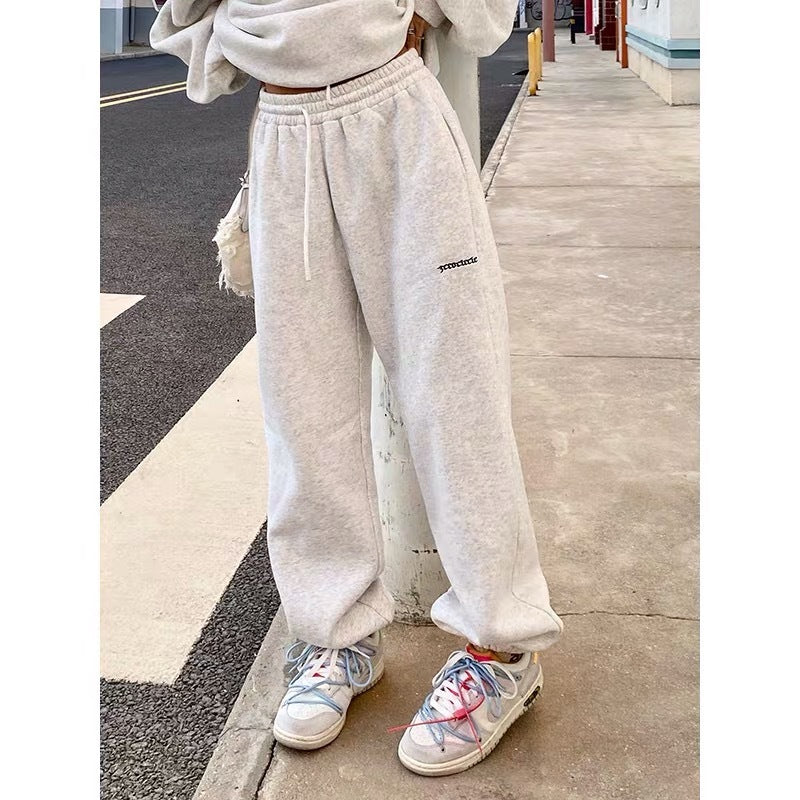 Women's Fashion Loose Casual Gray Sports Sweater Suit