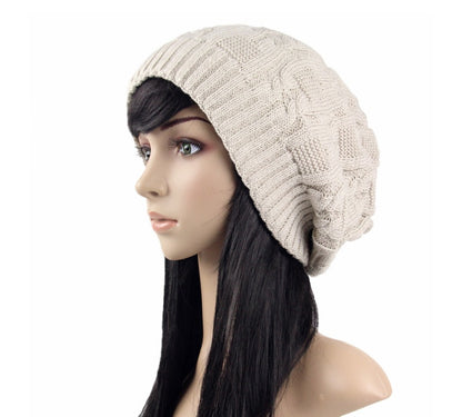 Winter Pile Knitted Woolen Women's Double-layer Hat