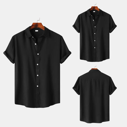 Teenagers Solid Color Short-sleeved Lapel Shirt Top