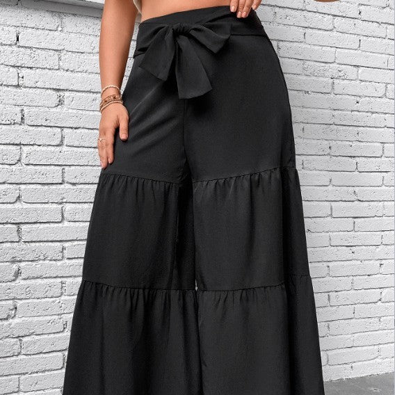 Women's Plus Size Stitching Wide Leg Pants