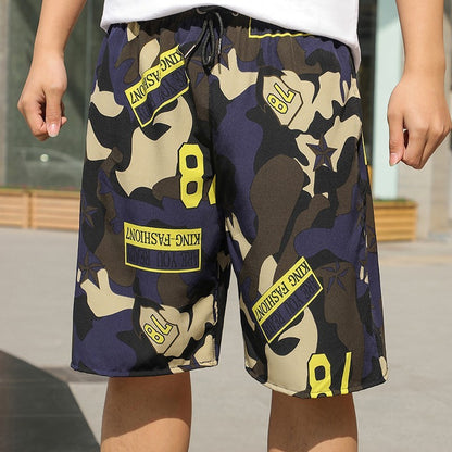 Summer Beach Pants Men's Loose Casual Fifth Pants Ice Silk High Elasticity Quick-drying