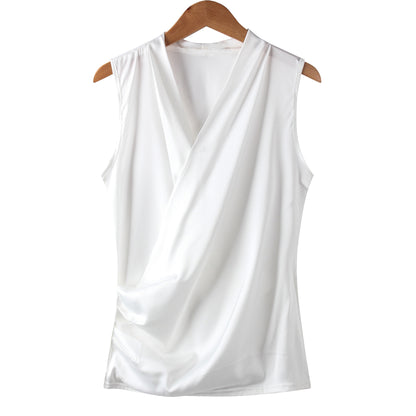 Satin Vest Women's Sleeveless V-neck Top