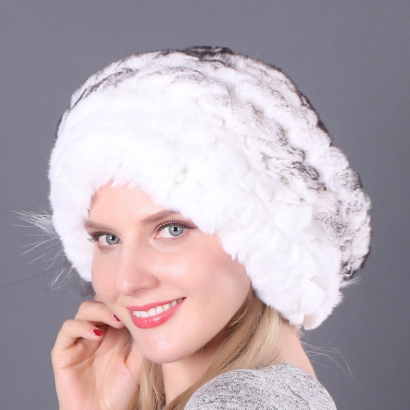 New Korean Rex Rabbit Hair Hat For Women