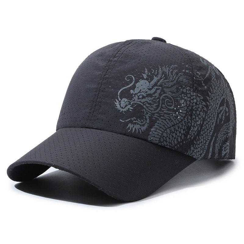 Hat Men's Chinese Style Printed Dragon Baseball Cap Polyester