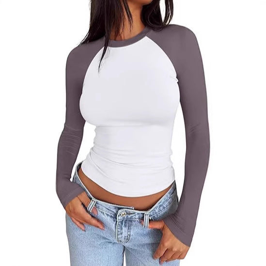 Hot Girl Slim-fit Stretch Color Matching Short Top