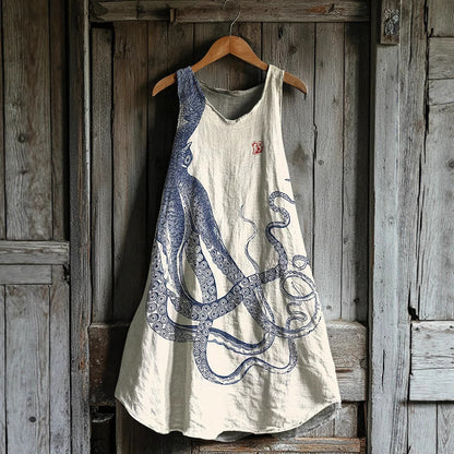 Sleeveless Round Neck 3D Printing Dress