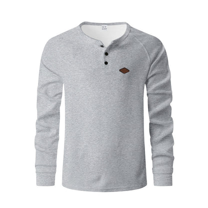 Waffle Buckle Quick-drying Raglan Henry Long Sleeve