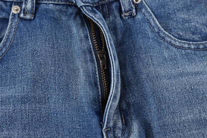 Stitching Hole Loose Denim Trousers Men